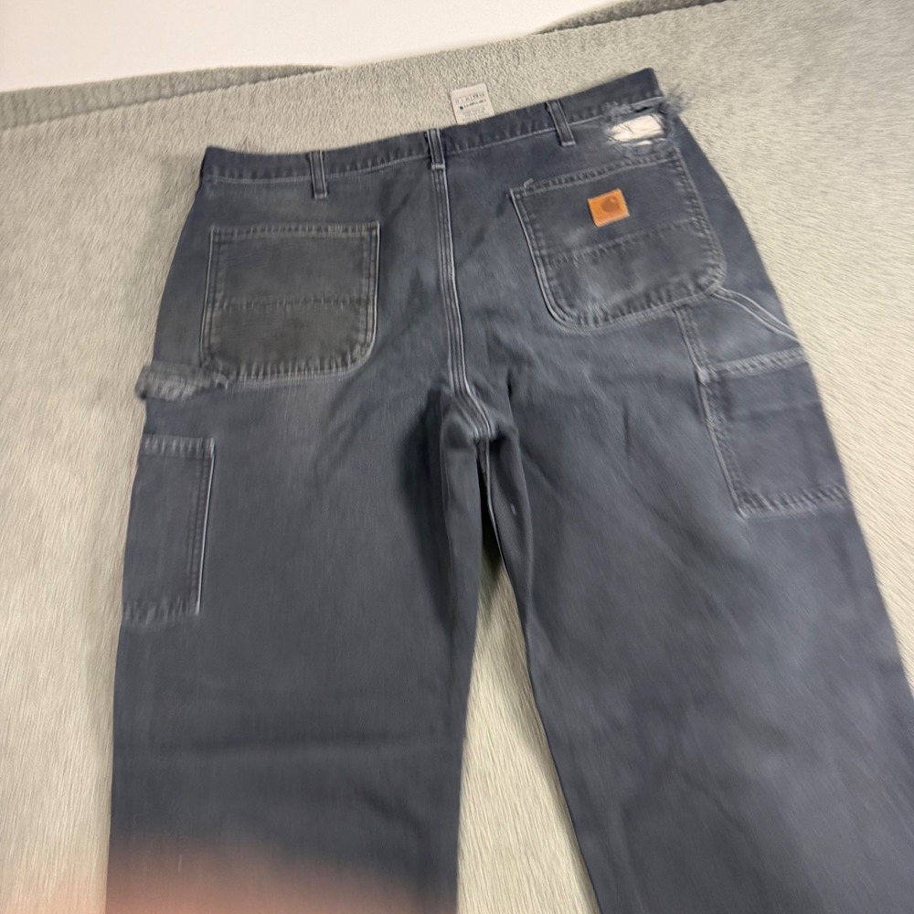 Carhartt B11 BLK Washed Duck Work Dungaree Pants Black 38x32 Distressed